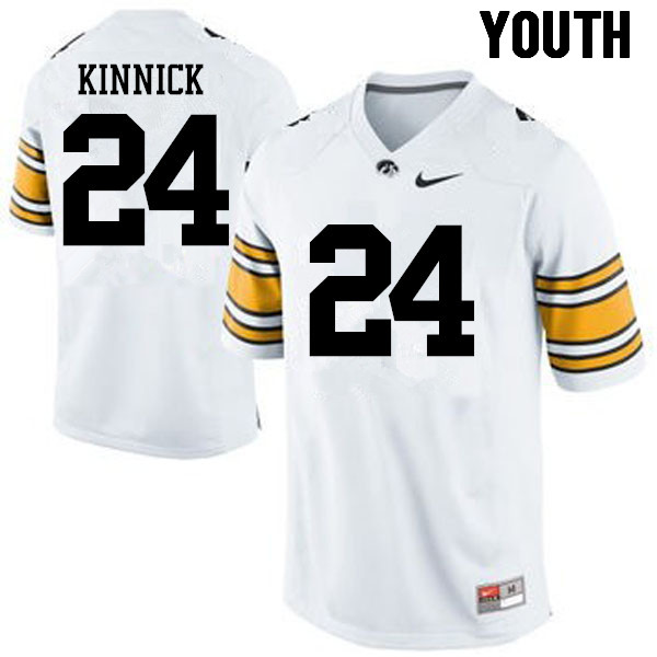 Youth Iowa Hawkeyes #24 Nile Kinnick College Football Jerseys-White